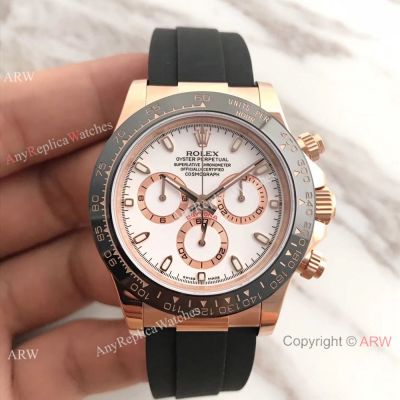 SWISS ROLEX DAYTONA 4130 Watch Rose Gold White Face